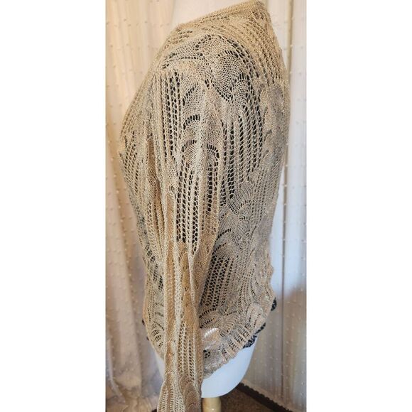 Vandana sparkly gold crocheted dressy button up - Picture 11 of 12